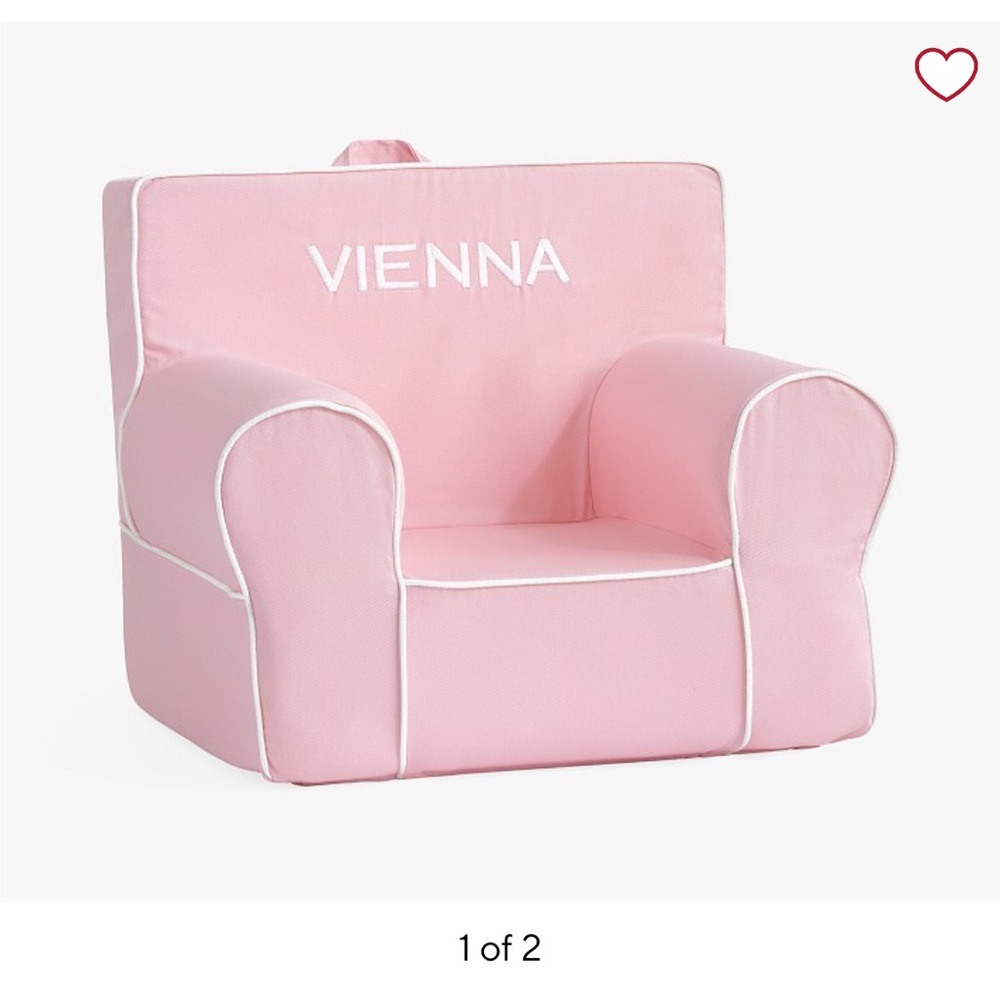 Pottery Barn My First Anywhere Chair, Light Pink White Piping Slipcover Only